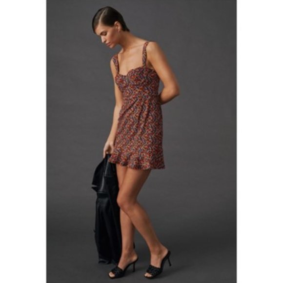 Anthropologie Dresses & Skirts - NWT - Hutch x Anthropologie Black Motif Ditsy Floral Corset Mini Dress -XL